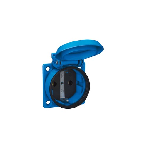 1561050 ABL Einbausteckdose blau 50x50 IP54 Produktbild Front View L