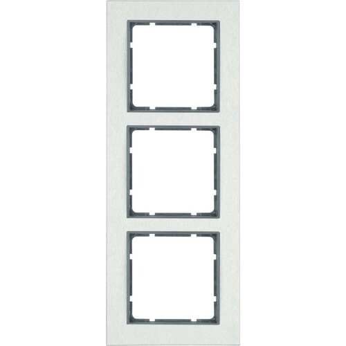 10233606 Berker BERKER B.7 Rahmen 3fach waagrecht Edelstahl/anthrazit Produktbild Front View L