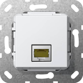 569503 GIRA MJ RJ45 Cat 6A 10GB Gender Changer Einsatz Reinweiß Produktbild