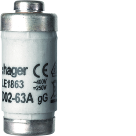 LE1863 HAGER Sicherung D02 E18 63A 400V gG Produktbild front M