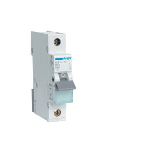 MBN120 HAGER LS-Schalter 1polig 6kA B-20A 1M Produktbild Front View L