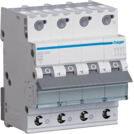 MBS616 HAGER LS-Schalter 3P+N 6kA B-16A Quick Connect QC 4M Produktbild