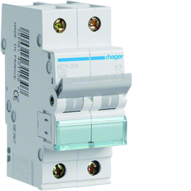 MCN203 HAGER LS-Schalter 2polig 6kA C-3A 2M Produktbild front M