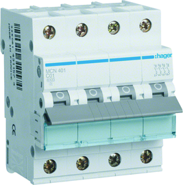 MCN401 HAGER LS-Schalter 4polig 6kA C-1A 4M Produktbild front M