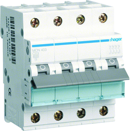 MCN403 HAGER LS-Schalter 4polig 6kA C-3A 4M Produktbild front M