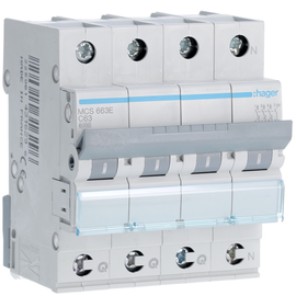 MCS663E HAGER LS-Schalter 3P+N 6kA C-63A QC 4M Produktbild front M