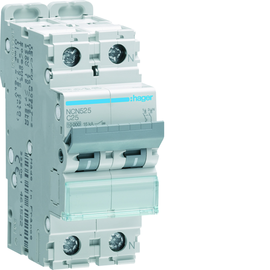 NCN525 HAGER LS-Schalter 1P+N 10kA C-25A 2M Produktbild front M