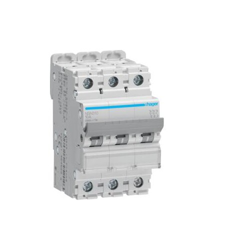 NSN310 HAGER LS-Schalter 3polig, D-10A, 25kA Produktbild Front View L