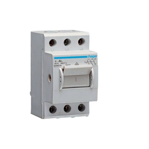 SH363N HAGER Kompaktschalter 63A 3S 400V AC 2,5PLE Produktbild Front View L