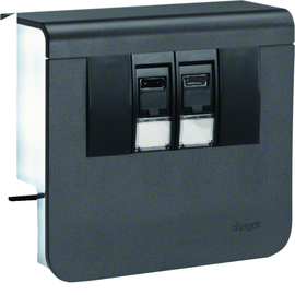 SL200559079011 HAGER Gerätetr. SL20055 2xCat.6 graphitschwarz Produktbild front M