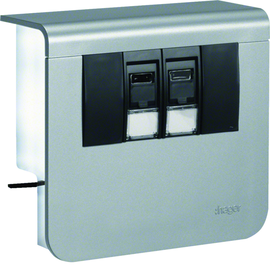 SL20055907D1 HAGER Gerätetr. SL20055 2xCat.6 Dekor alu Produktbild front M
