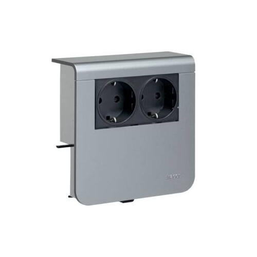 SL20080900D1 HAGER Gerätetr. SL20080 2xSTD Dekor alu Produktbild Front View L
