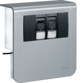 SL20080907D1 HAGER Gerätetr. SL20080 2xCat.6 Dekor alu Produktbild front M