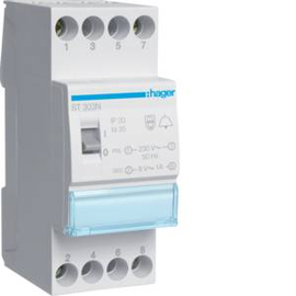 ST303N HAGER Klingeltrafo 230V/8V 8VA m.Schalter 2PLE Produktbild front M
