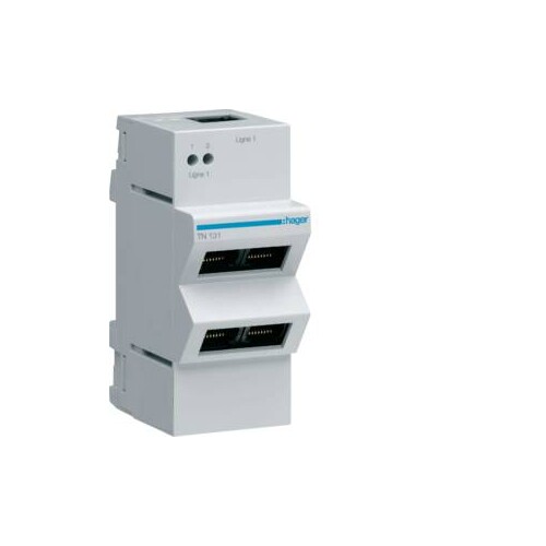 TN131 HAGER Telefon Patch-Panel 1 x 4 RJ45 Produktbild Front View L