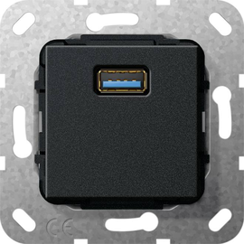 568310 GIRA USB 3.0 A Kabelpeitsche Einsatz Schwarz matt Produktbild