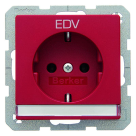 47506015 Berker BERKER Q.x SSD mit Schriftleiste und Aufdruck EDV, rot samt Produktbild