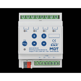 AKD-0410V.02 MDT KNX Dimmaktor 4-fach 4TE REG 1-10V m.RGBW-Funktionalität Produktbild