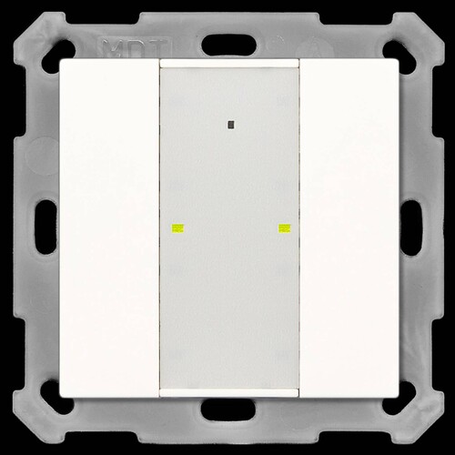 RF-TA55A2.01 MDT KNX RF+Funk Taster 2-F Plus m.Aktor reinweiß glänzend Produktbild Front View L