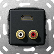 567410 GIRA HDMI, Cinch Audio Kabelpeitsche Einsatz Schwarz matt Produktbild