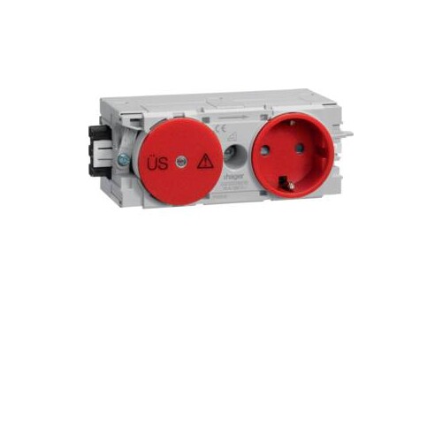 GS12003020 HAGER Kanalsteckdose/Fein- schutz Wago C-Profil rot Produktbild Front View L