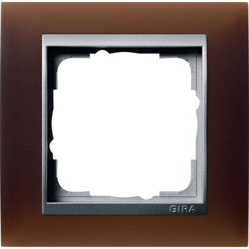 021159 GIRA Abdeckrahmen 1fach für Farbe Alu Gira Event Opak Dunkelbraun Produktbild Front View L