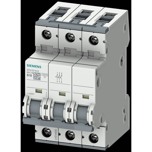 5SY43166 Siemens LEITUNGSSCHUTZSCHALTER 400V 10KA 3POLIG B 16A T=70MM Produktbild