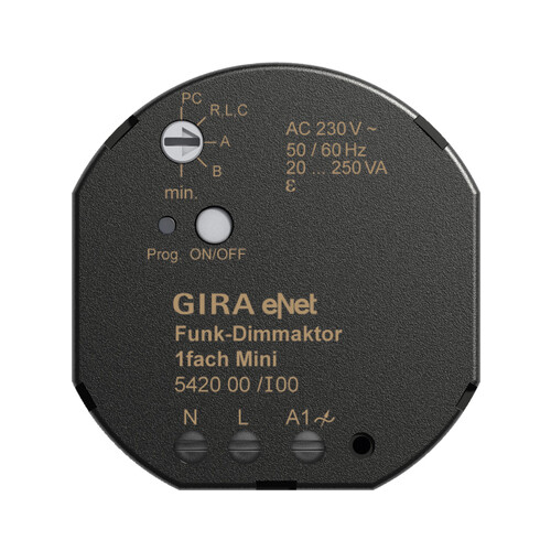 542000 GIRA Funk Dimmaktor Mini 20 250 VA Gira eNet Produktbild Front View L