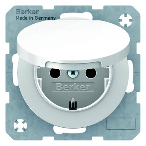 47512089 Berker R.x SSD mit Klappdeckel polarweiß glänzend Produktbild Front View L