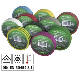 263820 Haupa VDE Isolierband 15 mm x 10 m Rainbow pack 10 Rollen Produktbild front M