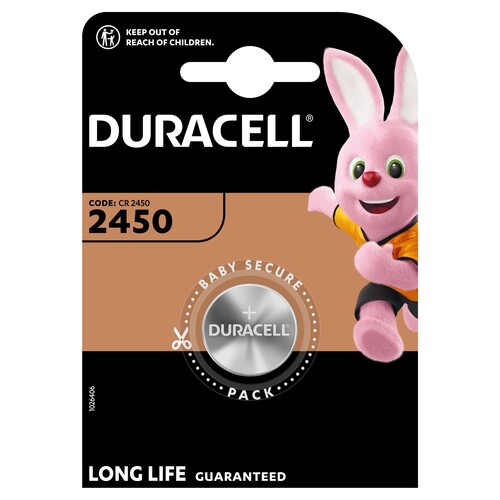 030428 Duracell 2450/B1 Knopfzelle (1 Stk.Bl.) 3V Lithium-Spezialbatterie Produktbild Front View L