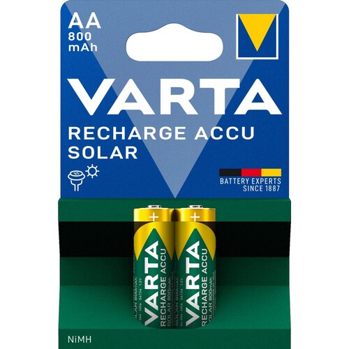 56736101402 VARTA RECHARGE ACCU Solar AA (2STK.-BL.)800mAh Mignon Produktbild Front View L