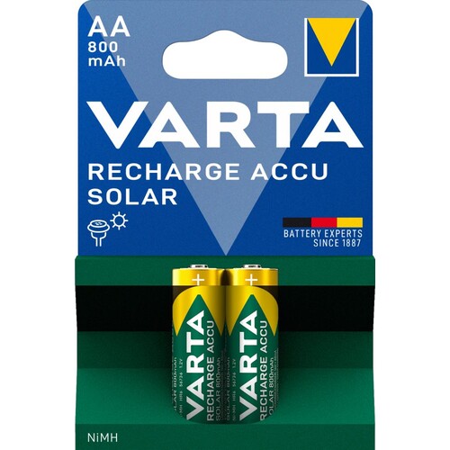 56736101402 Varta RECHARGE ACCU Solar (2Stk.-Bl.) 800mAh Akku Mignon AA HR6 Produktbild Front View L