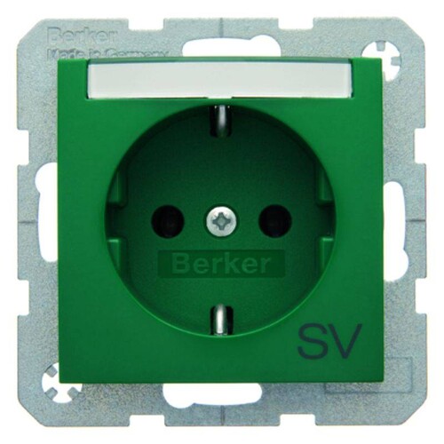 47508913 Berker BERKER S.1/B.x SSD mit Schriftfeld und Aufdruck SV grün glänzen Produktbild Front View L