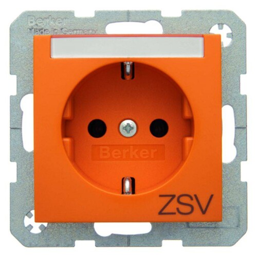 47508914 Berker BERKER S.1/B.x SSD mit Schriftleiste & Aufdruck ZSV orange glän Produktbild Front View L