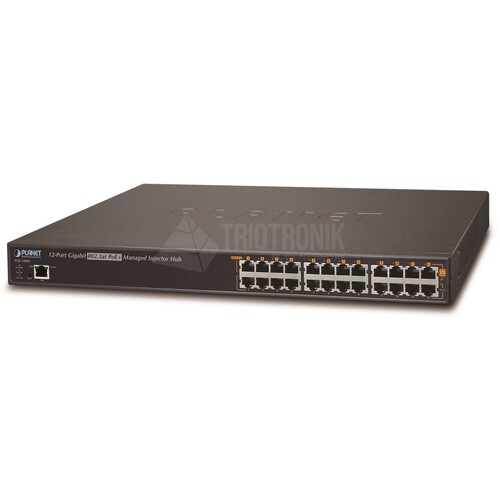 POE-1200G Planet 12-Port 802.3af Gigabit Power over Ethernet Injector Hub 200W Produktbild Front View L