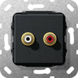 563310 GIRA Cinch Audio Kabelpeitsche Einsatz Schwarz matt Produktbild