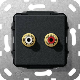 563310 GIRA Cinch Audio Kabelpeitsche Einsatz Schwarz matt Produktbild