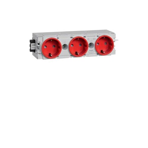 GS30003020 Hager Steckdose 3-fach für Kabelkanal C-Profil rot RAL3020 Produktbild Front View L