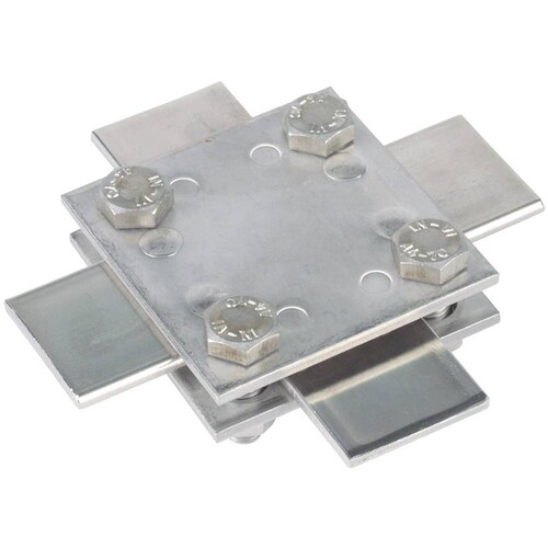 318233 DEHN Kreuzstück NIRO f.Fl 30/30mm Abm. 60x60mm o. Zwischenplatte Produktbild