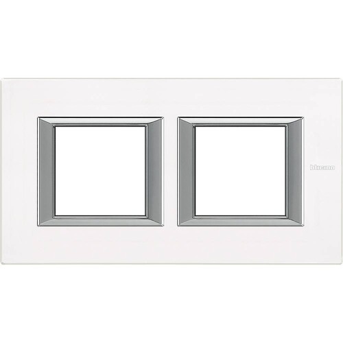 HA4802M2HVBB BTICINO Rahmen 2f Horiz. White Glass Produktbild