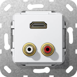 567303 GIRA HDMI, Cinch Audio Gender Changer Einsatz Reinweiß Produktbild