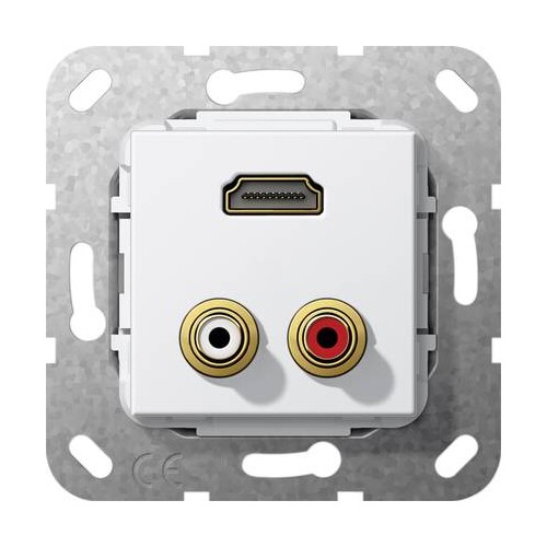 567303 GIRA HDMI, Cinch Audio Gender Changer Einsatz Reinweiß Produktbild Front View L
