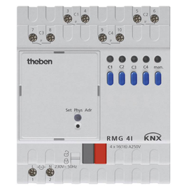 4930210 THEBEN KNX Schaltaktor 4fach 16A mit Stromerkennung RMG 4I REG Produktbild