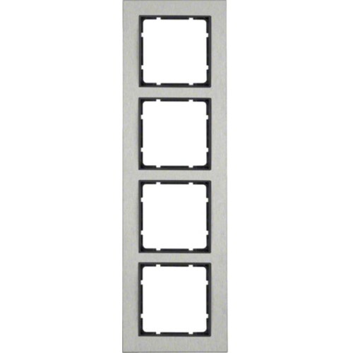 10243606 BERKER B.7 Rahmen 4fach waagrecht edelstahl/anthrazit Produktbild Front View L