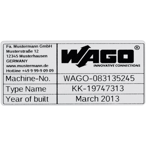 210-804 WAGO Typenschild unbedruckt 44x99mm silber Rolle zu 500 Stk. Produktbild Front View L