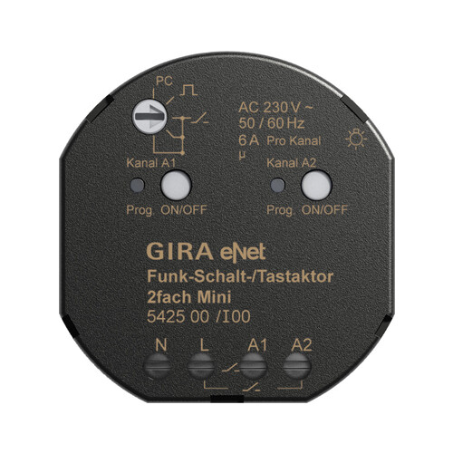 542500 GIRA Funk Schalt Tastaktor Mini 2fach Gira eNet Produktbild Front View L