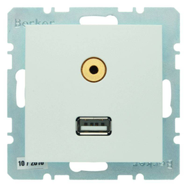 3315391909 BERKER S.1/B.x USB 3,5 mm Audio Steckdose polarweiß matt Produktbild