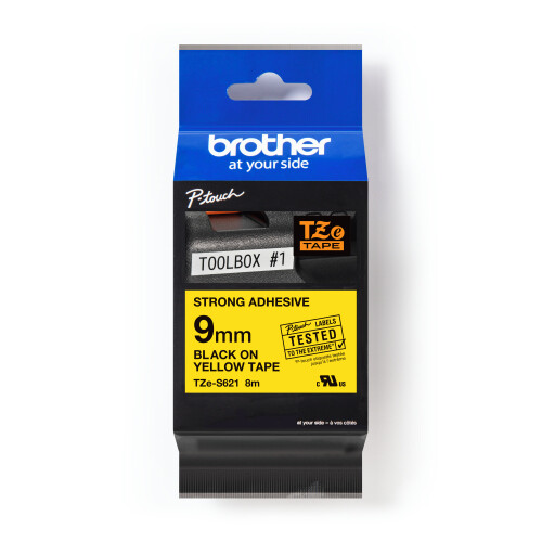 TZeS621 Brother Pro-Tape Schriftband 9mm 8m Band schwarz auf gelb Produktbild Front View L