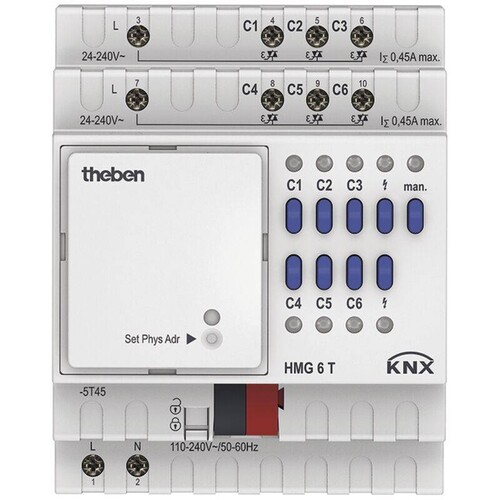 T4930240 Theben HMG 6 T KNX 6-fach Heizungsaktor MIX2 Produktbild Front View L